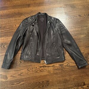 Lucky Brand Black Leather Bomber Jacket